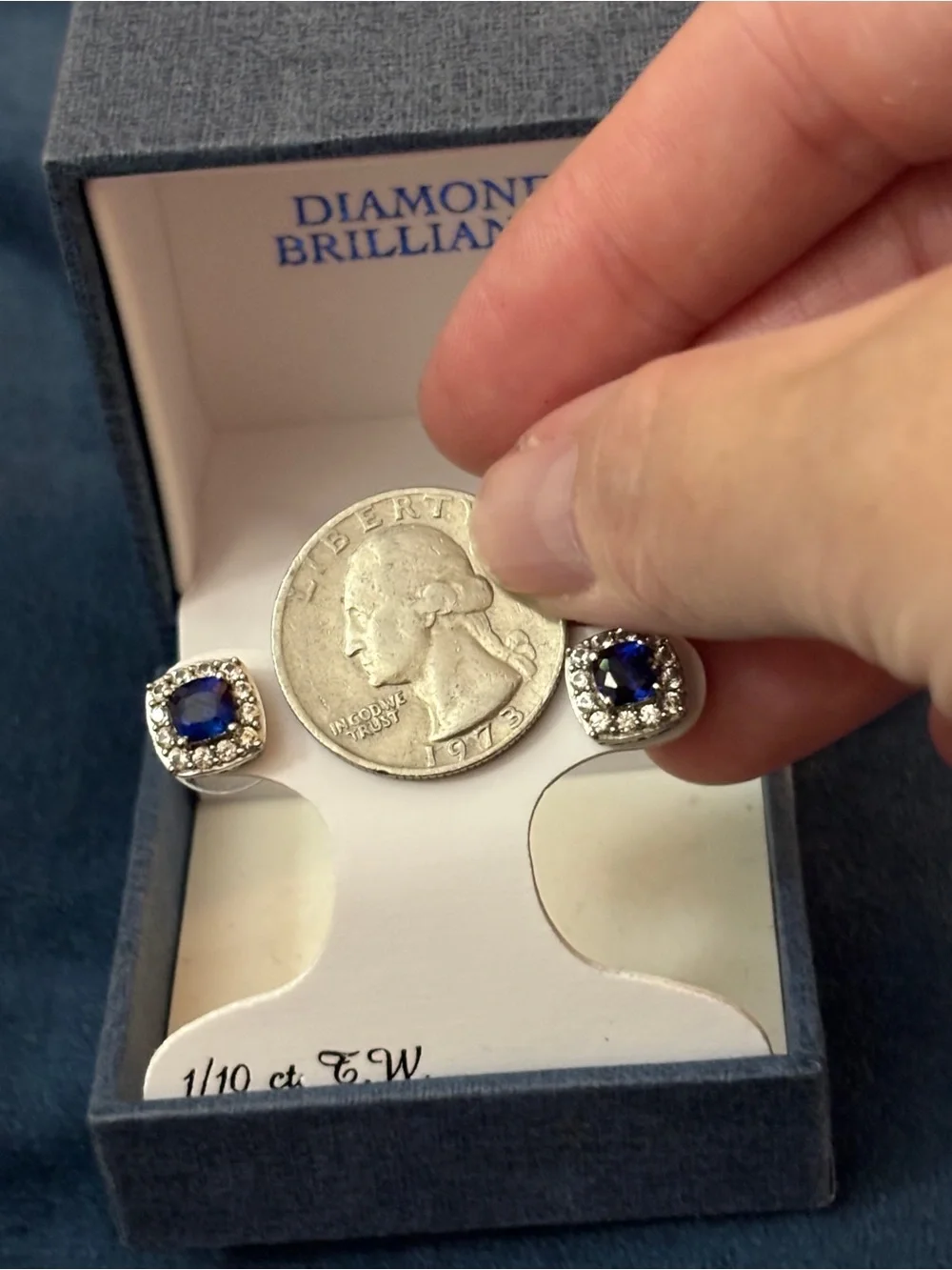 Sapphire Halo Stud Earrings - Blue